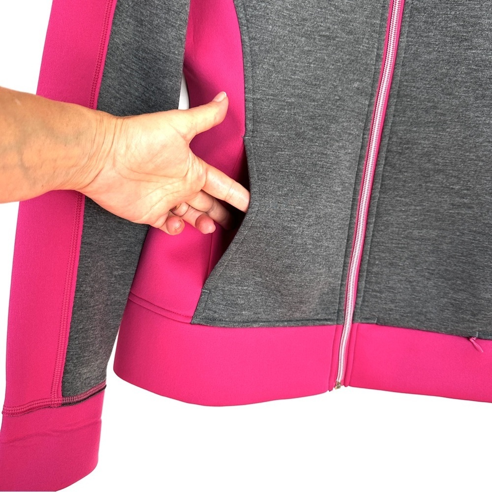 Sunice Vibrant Pink and Gray Neoprene Jacket, zip front, fitted - Picture 5 of 11